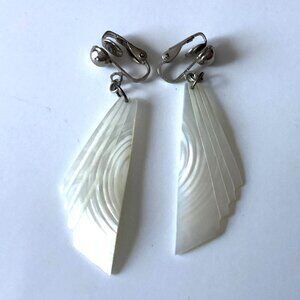 Vintage Clip-On Drop Earrings Retro Y2K Made From Shells